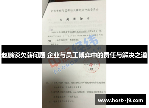 赵鹏谈欠薪问题 企业与员工博弈中的责任与解决之道